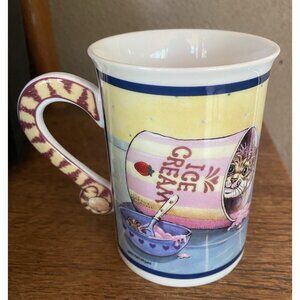 Vtg Party Time Cat Mug Danbury Mint Porcelain Gary Patterson Disc Piece